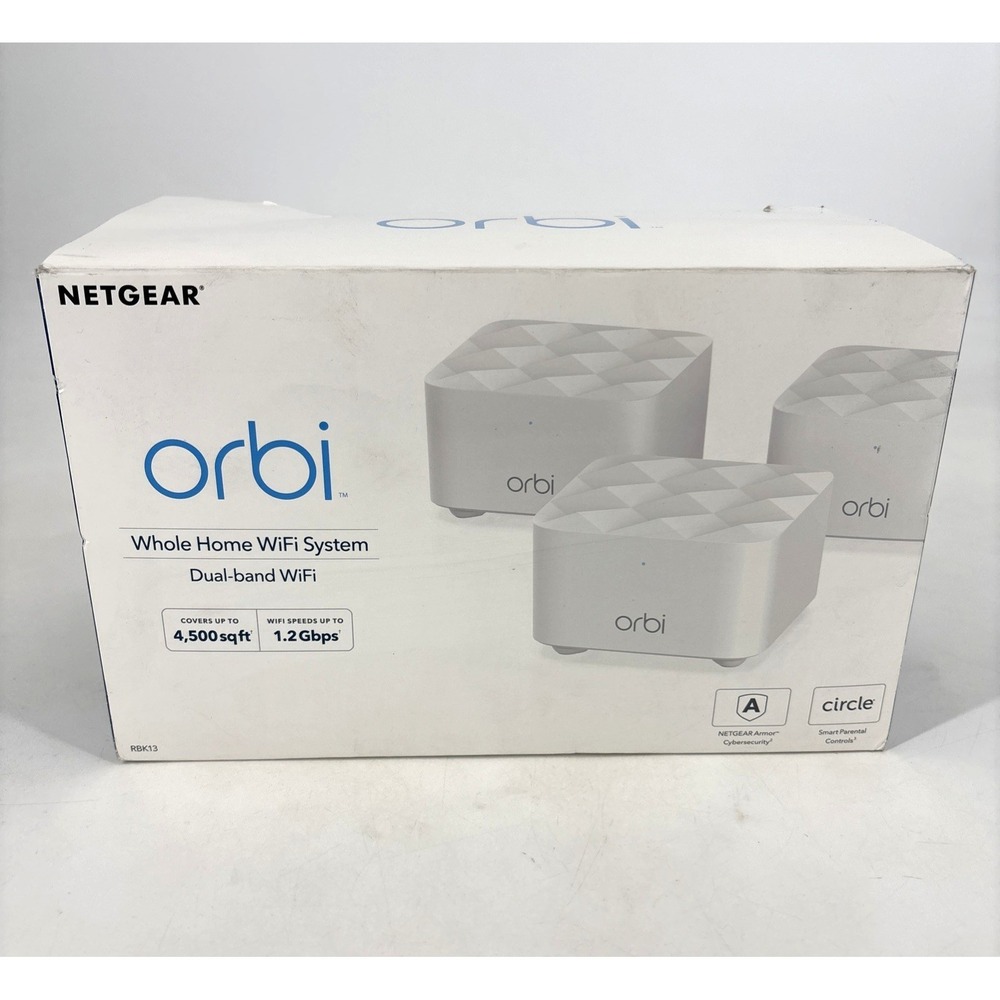 NEW RBK13 Netgear Orbi Whole Home Mesh Wi-Fi System Dual Band Wi-Fi Up To 4500Sq